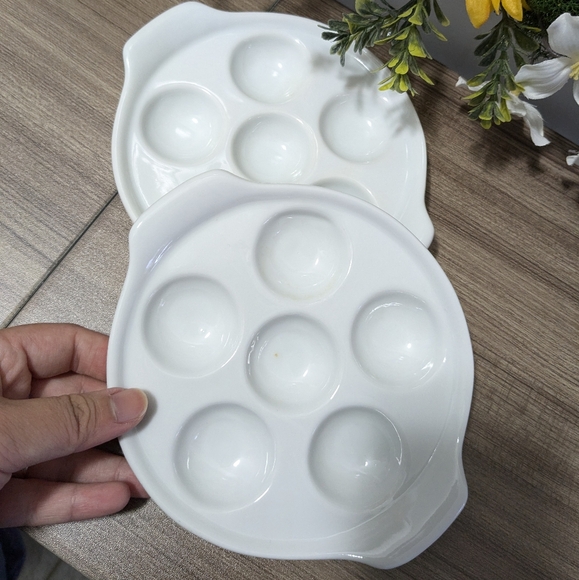 Pair of White Snail Plates | Vintage Escargot Plates - Picture 3 of 4